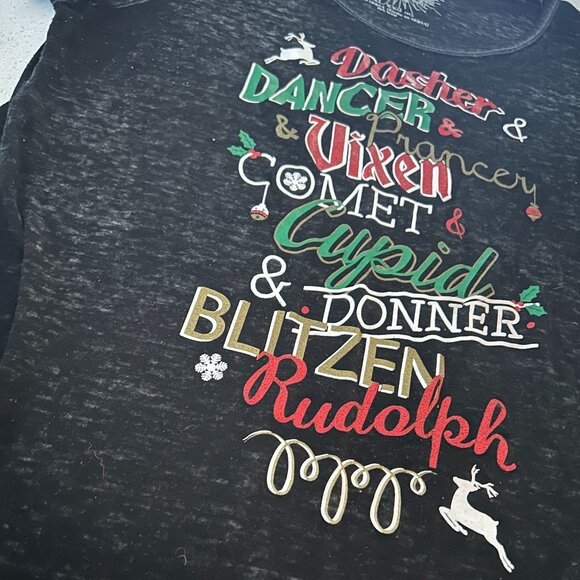 Rocker Girl All Access Black Reindeer Graphic Tee XXL Sparkly Holiday Novelty - Picture 3 of 5